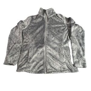 Natural Reflections Medium Gray Plush Zip Jacket with Thumb Holes